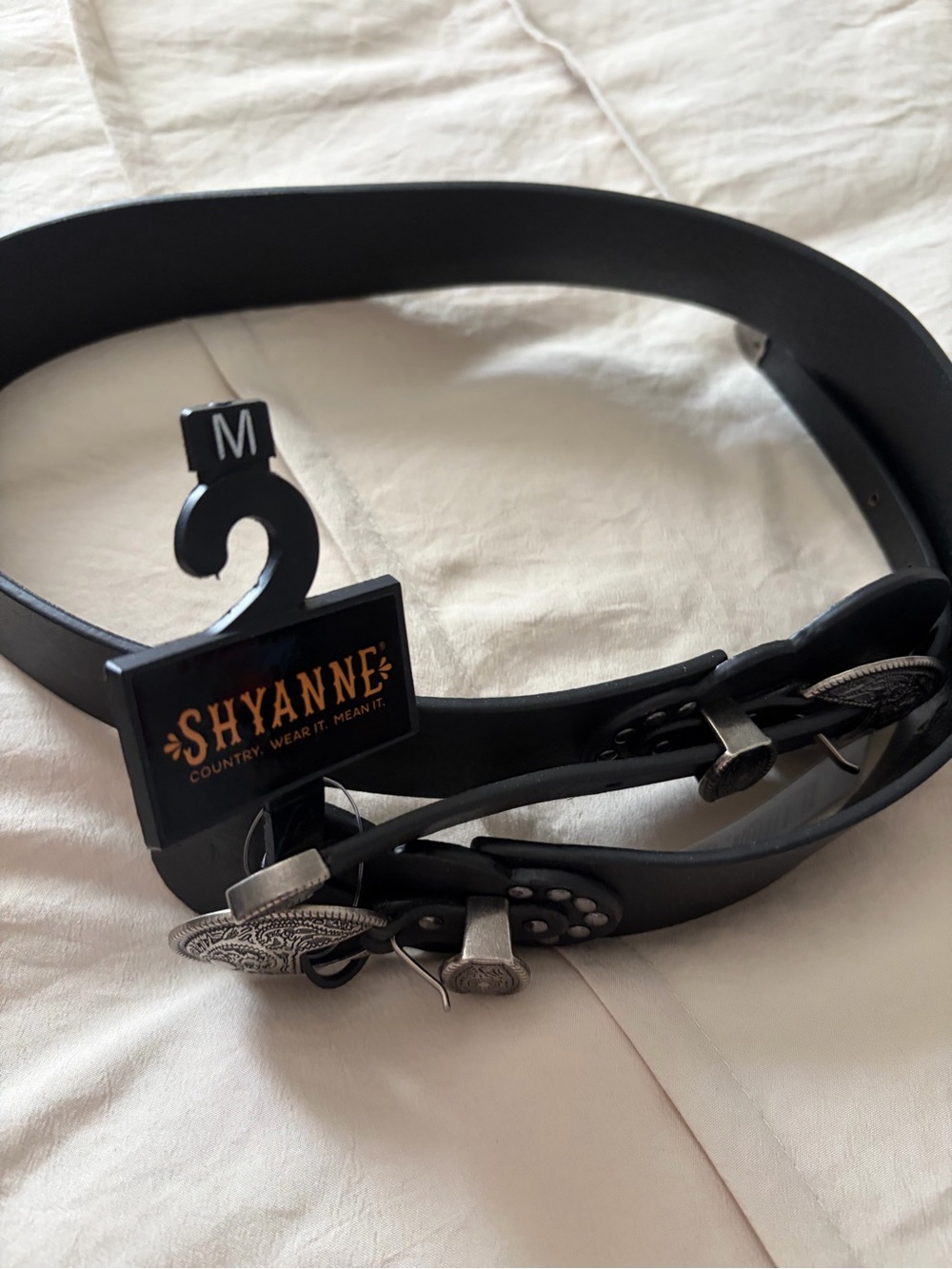 Shyanne Black Leather womens Western Belt with Metal Conchos